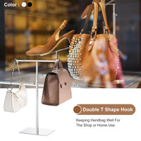 1 x RAW Customer Returns sourcing map Purse Display Stand T Shaped Metal Adjustable Handbag Rack Double Hook Holder Necklace Organizer for Home Boutique Shop - Silver - RRP €39.82