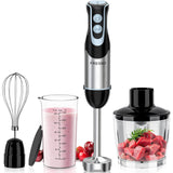 1 x RAW Customer Returns FRESKO 4-in-1 Hand Blender, 1000W Hand Blender Made of 304 Stainless Steel, with 12 Speeds and Turbo Mode, Anti-Splash Design, Includes Measuring Cup, Chopper and Whisk HB3302  - RRP €35.99