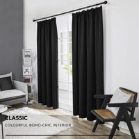 1 x RAW Customer Returns Deconovo curtains, blackout curtains with ruffle tape, bedroom curtains, cold protection, 245 x 140 cm height x width , black, set of 2 - RRP €36.8