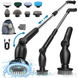 1 x RAW Customer Returns Electric Cleaning Brush, Power Scrubber with 8 Replaceable Drill Brush Heads, Electric Cleaning Brush with 137cm Adjustable Handle IPX7 Waterproof for Bathroom Kitchen Car Floor - RRP €44.36