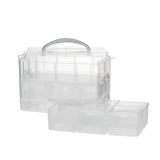 1 x RAW Customer Returns Panduro Transparent storage box 3 tiers, plastic, transparent, stackable - sorting box with lid - RRP €25.1