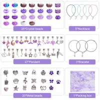 1 x RAW Customer Returns FORMIZON Girls Gifts 5-12 Years, Pack of 80 Jewelery Crafts Girls Children Toys Bracelets Necklace DIY Jewelery Crafts Girls Unicorn Mermaid Jewelery Craft Sets Purple  - RRP €10.25