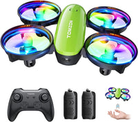 1 x RAW Customer Returns Mini Drone for Children Beginners, Tomzon RC Quadcopter with LED Lights, Helicopter Airplane Remote Controlled, Long Flight Time, 360 Propeller Protection, Throw Go 3D Flip Rotation Circles, Indoor Drone, Green - RRP €38.3