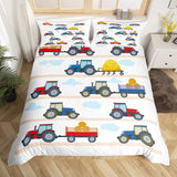 1 x RAW Customer Returns Children Baby Tractor Bedding 135x200cm Tractor Vehicles Excavator Combine Harvester Bedding Set Girls Boys Teenagers Wagon Cars Decor Soft Microfiber Duvet Cover Set with 1 Pillowcase 80x80cm - RRP €32.99