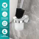 1 x RAW Customer Returns Dailyart toilet brush, toilet brush WC brush holder WC set WC brush without drilling toilet brush holder with holder for wall mounting, incl. replacement brush, stainless steel glass - RRP €18.68