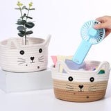 1 x RAW Customer Returns Zopeal Cat Basket Braided Storage Basket Organizer with Ears Cute Decorative Pet Toy Basket Cat Dog Cotton Rope Basket for Gift White Khaki Brown, 8.3 x 4.7 inches  - RRP €17.14