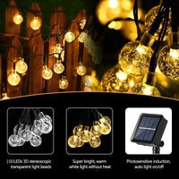 1 x RAW Customer Returns Qedertek Solar Fairy Lights Outdoor 11M 60 LED Fairy Lights Outdoor Solar Waterproof IP65, 8 Modes Solar Fairy Lights Outdoor with Crystal Balls for Garden, Patio, Balcony, Wedding, Party Warm White  - RRP €20.39