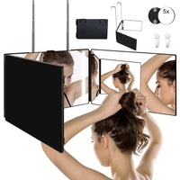 1 x RAW Customer Returns hagvot 360 degree mirror, rechargeable LED 3-way, height adjustable up to 21 inches, can be freely hung anywhere, portable makeup mirror with lighting for hair cutting, shaving, makeup - RRP €30.99