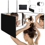 1 x RAW Customer Returns hagvot 360 degree mirror, rechargeable LED 3-way, height adjustable up to 21 inches, can be freely hung anywhere, portable makeup mirror with lighting for hair cutting, shaving, makeup - RRP €30.99