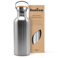 1 x RAW Customer Returns Bambaw stainless steel drinking bottle 1l, water bottle 1l, non-insulated single-walled, stainless steel drinking bottle, leak-proof metal water bottle, outdoor drinking bottle, drinking bottle 1l, water bottle - RRP €20.48