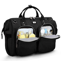 1 x RAW Customer Returns Pomelo Best Baby Diaper Changing Bag, Large Capacity Bag, Waterproof, with 2 Hooks Baby Stroller and Portable Diaper Changing Bag Classic Black  - RRP €37.24