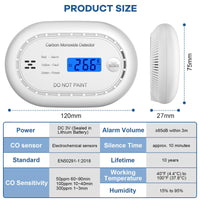 1 x RAW Customer Returns XINDUM 10 Year Carbon Monoxide Detector, Smart Carbon Monoxide Alarm with APP, 2.4GHz WiFi, EN50291 CO Detector, LCD Display, 85 dB Audible Alarm, White - RRP €39.99