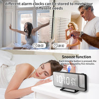 1 x RAW Customer Returns Projector Alarm Clock Bedside Alarm Clock Digital Clock with Temperature Humidity and USB Output Charging with 180 Rotation Adjustable Brightness 7.5 Inch LED Screen FM Radio Function - RRP €23.99