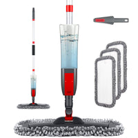 1 x RAW Customer Returns Homgif Mop with Spray Function, Spray Mop Floor Mop with Spray Function, Home Kitchen Mop Floor Cleaning Spray Mop with 450ML Water Tank and 3 Updated Washable Microfiber Covers Red  - RRP €24.78