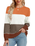 1 x RAW Customer Returns Women s Pullover Elegant Warm Long Sleeve Autumn Winter Knitted Sweatshirt Striped Crew Neck Jumper Thick Knitted Jumper Tops Khaki, L - RRP €20.16