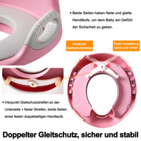 1 x RAW Customer Returns LZQ Children s toilet seat toilet attachment, toilet attachment for children 1-8 years, toilet trainer with anti-slip padding, handle, backrest and splash guard pink  - RRP €21.17