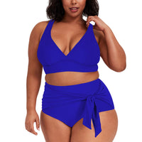 1 x RAW Customer Returns Viottiset Women s Two-Piece Bikini Tummy Control Plus Size High Waisted Cheeky Swimsuit 02 Sapphire Blue XXXX-Large - RRP €45.99