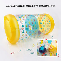 1 x RAW Customer Returns Gxhong Baby Crawling Aid Inflatable Roller with Bell, Baby Crawling Toys Fitness Toys for 6 Months 1 2 3 Years, Blue - RRP €15.98