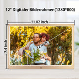 1 x RAW Customer Returns TSITSC 12 inch Digital Photo Frame, 1280 800 IPS Screen Electronic Picture Frame Calendar Clock Function Music Photo Video Player with Remote Control, Supports USB SD Card Gold  - RRP €98.99