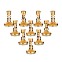 1 x Brand New Romadedi Glass Candle Holder Candlestick Taper Candles - 10pcs Amber Glass Candle Stand Elegant for Wedding Table Decoration Christmas Advent Living Room Decoration - RRP €30.24