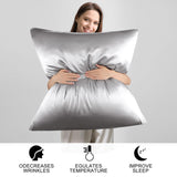 1 x Brand New PiccoCasa silk pillowcase 25 Momme 100 silk pillowcase for hair and skin with hotel closure soft and smooth pillowcase cushion cover, 1 piece dark grey 80 80cm - RRP €55.99