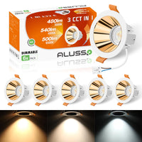 1 x RAW Customer Returns ALUSSO recessed spotlights LED dimmable 6W, 540lm glare-free recessed lights, LED ceiling spots 3000K warm white 4000K neutral white 6500K cold white, white gold LED spots 230V for kitchen, living room, set of 6 - RRP €50.32