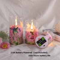 1 x RAW Customer Returns Eywamage Pink Hummingbird Flower Glass Flameless Pillar Candles with Remote Control, Flickering LED Battery Candles 3 Pack - RRP €27.22