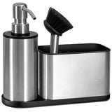 1 x RAW Customer Returns OriwarE Sink Caddy Organizer with Integrated Soap Dispenser - Sponge Holder Dishwashing Liquid Dispenser for the Kitchen - Stainless Steel - RRP €28.99