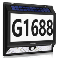 1 x RAW Customer Returns Solar Address Sign Illuminated House Number Plate Waterproof, Greenidea Solar Powered LED Illuminated Address Signs with Solar Security Lights, Outdoor Address Number for House, Yard, Street - RRP €20.1