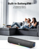 1 x RAW Customer Returns Inwa PC speakers, Bluetooth soundbar, FM radio, 3 types of connection BT 3.5mm AUX USB stick , RGB closing 4 modes, TWS, indoor outdoor 20W, RGB  - RRP €49.99