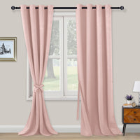 1 x RAW Customer Returns XWZO Opaque Curtains Blackout Curtains with Eyelets 2 Pieces Curtains with Tiebacks Opaque Curtains for Bedroom, Living Room Office, 260 x 140 cm, Light Pink - RRP €31.99