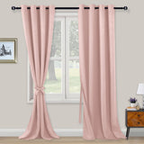 1 x RAW Customer Returns XWZO Opaque Curtains Blackout Curtains with Eyelets 2 Pieces Curtains with Tiebacks Opaque Curtains for Bedroom, Living Room Office, 260 x 140 cm, Light Pink - RRP €31.99