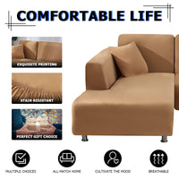 1 x RAW Customer Returns Lydevo Sofa Cover Corner Sofa L Shape Sofa Throws Stretch Sofa Cover L Shape Right or Left with Two Cushion Covers Washable Universal Couch Cover L Shape Sofa Cover L Shape 2 Seater 2 Seater, Camel  - RRP €43.36