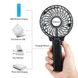 1 x RAW Customer Returns iEGrow Handheld Fan Portable Mini Fans USB Rechargeable 4-11 Hours of Operation 3 Speeds Rechargeable Battery for Travel Home Black  - RRP €17.14