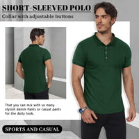 1 x RAW Customer Returns TOMEEK Polo Shirt Men Short Sleeve Summer Muscle Golf Sport Polo Shirt Regular Fit Breathable Quick-drying Button Placket Basic Casual T-Shirt Solid Men s Polo Shirt Dark Green, XL  - RRP €27.6