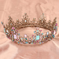 1 x RAW Customer Returns Minkissy Baroque Bridal Tiara Crown Full Round Colorful Crystal Queen Crown Rhinestone Pageant Prom Wedding Tiara Headband Hair Accessories for Wedding Banquet Birthday Party - RRP €20.99