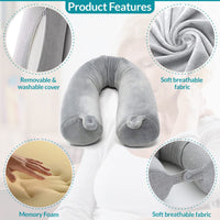 1 x RAW Customer Returns EPROICKS travel pillow airplane, can bend neck support pillow, travel neck pillow memory foam for neck, chin, waist, knee, head support, suitable for buses, trains, bed, office gray  - RRP €21.16