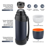 1 x RAW Customer Returns Olerd Thermos Flask 2.5L, Insulated Jug, Stainless Steel Drinking Bottle, Insulated Flask with 2 Drinking Cups, Double Wall Insulated Camping Water Bottle, 24 Hour Hot Cold Dark Blue  - RRP €35.99