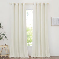 1 x RAW Customer Returns PONY DANCE Linen Curtains for Living Room Eyelet Curtain Set of 2 H 220 x W 140 cm Boho Curtains Living Room Linen Curtains Semi-Transparent Country House Style Curtains Linen Look Semi-Transparent, Ivory White - RRP €34.24