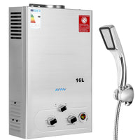 1 x RAW Customer Returns 16LPM Gas Water Heater, 32KW LPG Gas Water Heater, Works at Low Water Pressure with Propane and Butane, Suitable for Homes Campers Cabins Outdoors - RRP €191.59