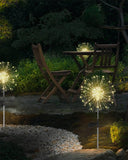 1 x RAW Customer Returns Joysing Garden Decoration Solar Garden Light Outdoor, 2 Pieces 120 LED Solar Lights Fireworks, 8 Modes Solar Dandelion Garden Plug Waterproof Solar Lamps for Garden Lawn Patio Decoration - Warm White - RRP €21.99