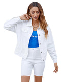 1 x RAW Customer Returns Atnlewhi Women s Denim Jacket Plain Long Sleeve Denim Jacket Casual Cropped Trucker Jean Coats with Pockets - White - S - RRP €45.37