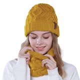 1 x RAW Customer Returns vamei Knitted Hat Women s Winter Hat Scarf Set Beanie Knitted Hat Winter Combination Set Girls Chunky Knit Scarf Women s Gift Winter Accessories Black  - RRP €19.67