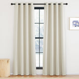 1 x RAW Customer Returns KGORGE thermal curtain heat protection front door opaque curtains living room modern set of 2 220 x 140 cm HxW blackout curtains beige eyelet curtain opaque, light beige - RRP €37.95