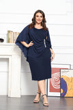 1 x RAW Customer Returns KIMCURVY Elegant women s peplum crew neck pencil dress, navy blue 50-52 large sizes - RRP €40.33