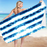 3 x Brand New Bath Towel, OUZRTG Microfiber Beach Towel Quick Drying Bath Towel, Soft Lightweight Fitness Towel, Sand Free Towel for Beach Swimming - 150 x 70 cm 59 x 28 inches, Blue and White Stripe - RRP €61.2