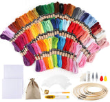 1 x RAW Customer Returns 100 Colors Embroidery Set, Cross Stitch Starter Kit Embroidery Crafts Floss Embroidery Set for Friendship Bracelets Embroidery Sewing Threads Crochet 5pcs Bamboo Embroidery Frame, 2pcs Cloth, Needles Set - RRP €21.17