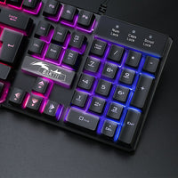 1 x RAW Customer Returns BAKTH Gaming Keyboard and Mouse Set, LED Backlight QWERTZ DE Layout, Rainbow Colors Illuminated USB Waterproof with 2400 DPI for Pro PC Gamer - RRP €33.26