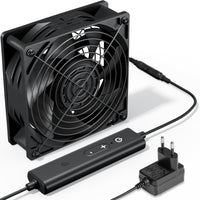 1 x RAW Customer Returns upHere AC 220V PC Fan, Dual Ball Bearing with 5 Adjustable, Fan PC with AC Speed Control DC Fan 12V Cooling Fan for PC Laptop, 120 x 38mm Fan PC, D1K2 2 Pack  - RRP €30.74