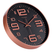 1 x RAW Customer Returns Plumeet 30cm Anti-Ticking Silent Wall Clock with Modern and Beautiful Design for Living Room, Large Kitchen Wall Clock, Battery Operated Black Rose Gold  - RRP €20.33